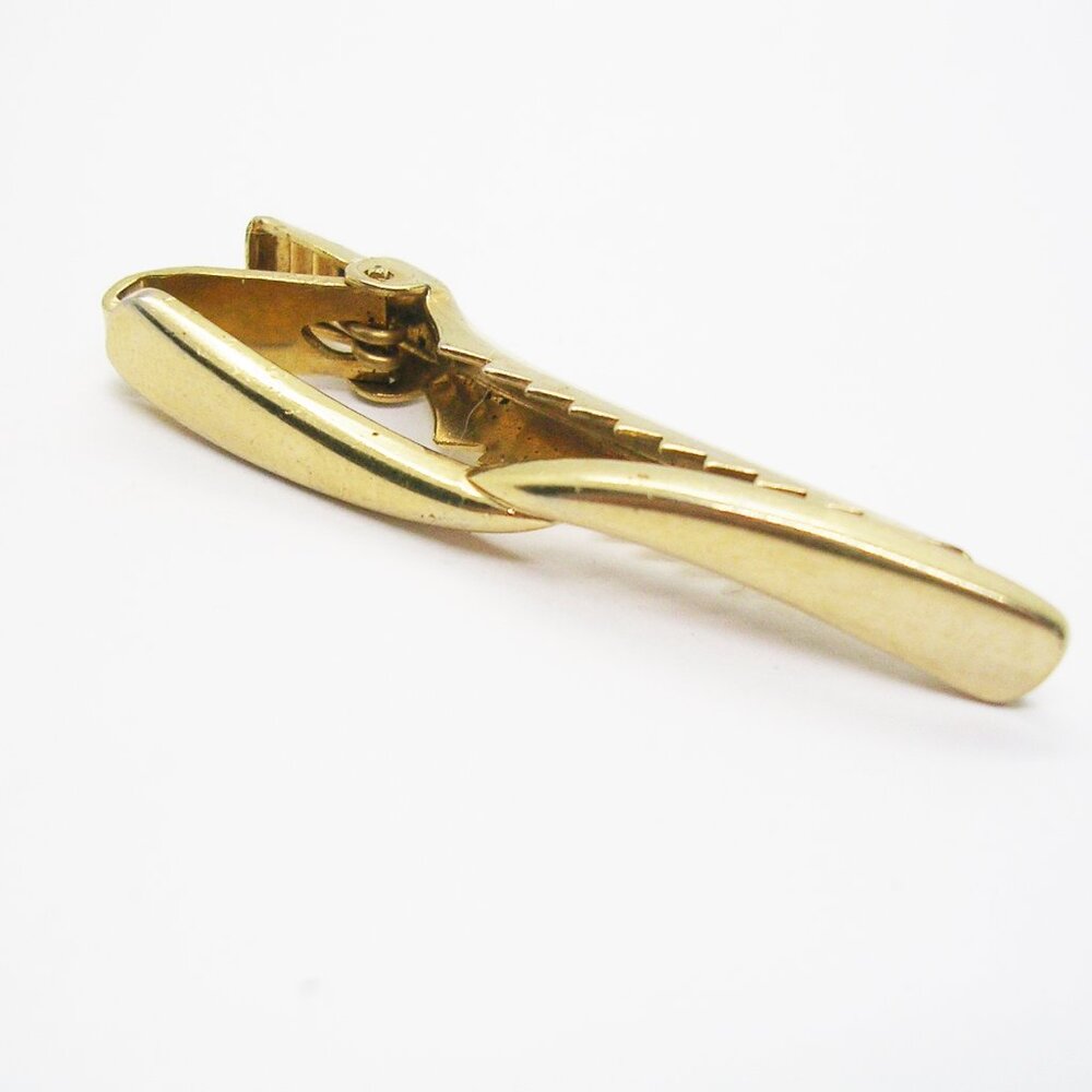 Vintage Tie Clip gold tone Necktie Holder Men's Suit Accessory Formal Wear